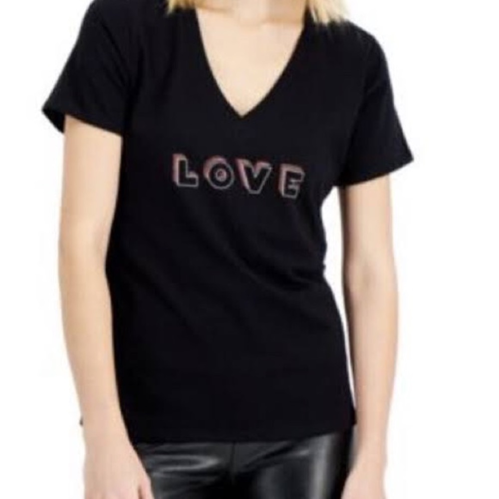 INC International Concepts Black Cotton Love
Graphic-Print T-Shirt Size Large